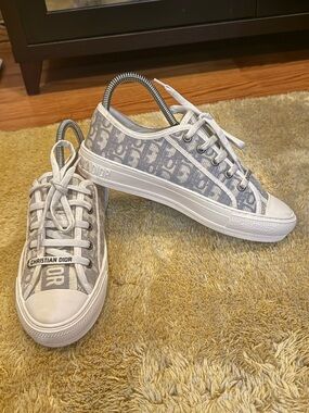 Dior Gray Monogram Low-Top Sneakers